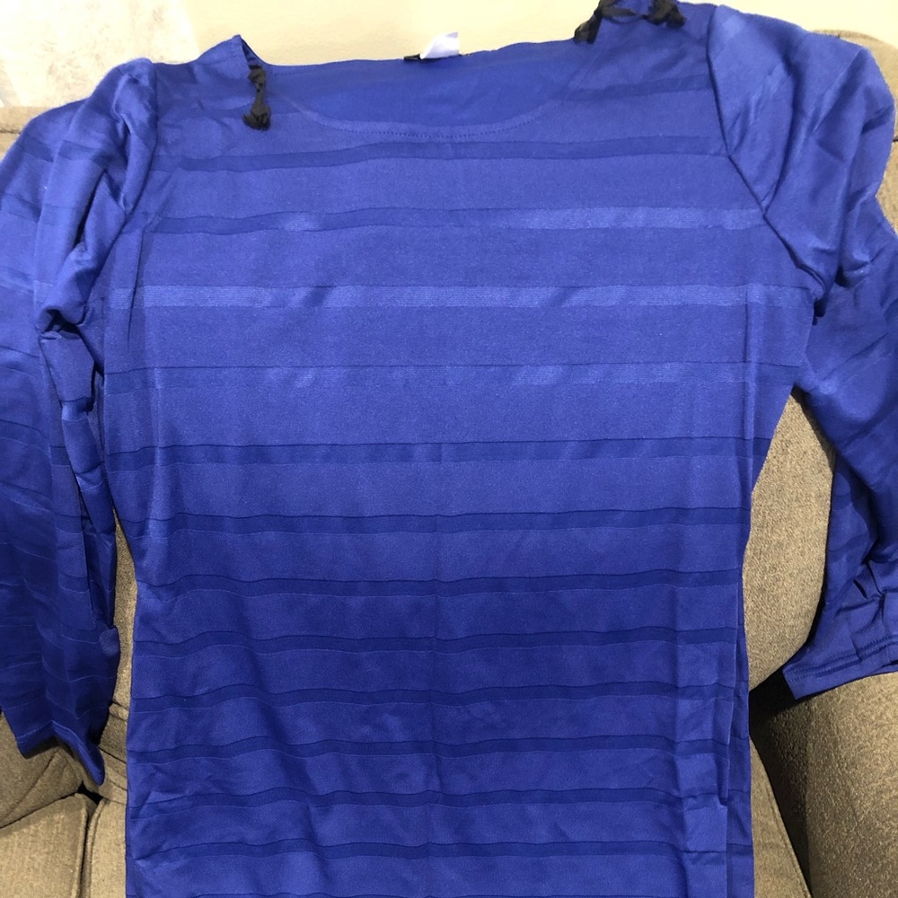 Venus Blue Sheer Stripe Dress Large